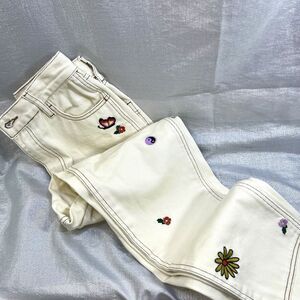 PACSUN High Rise Carpenter Embroidered Boho Hippie Retro Festival Jeans Size 26